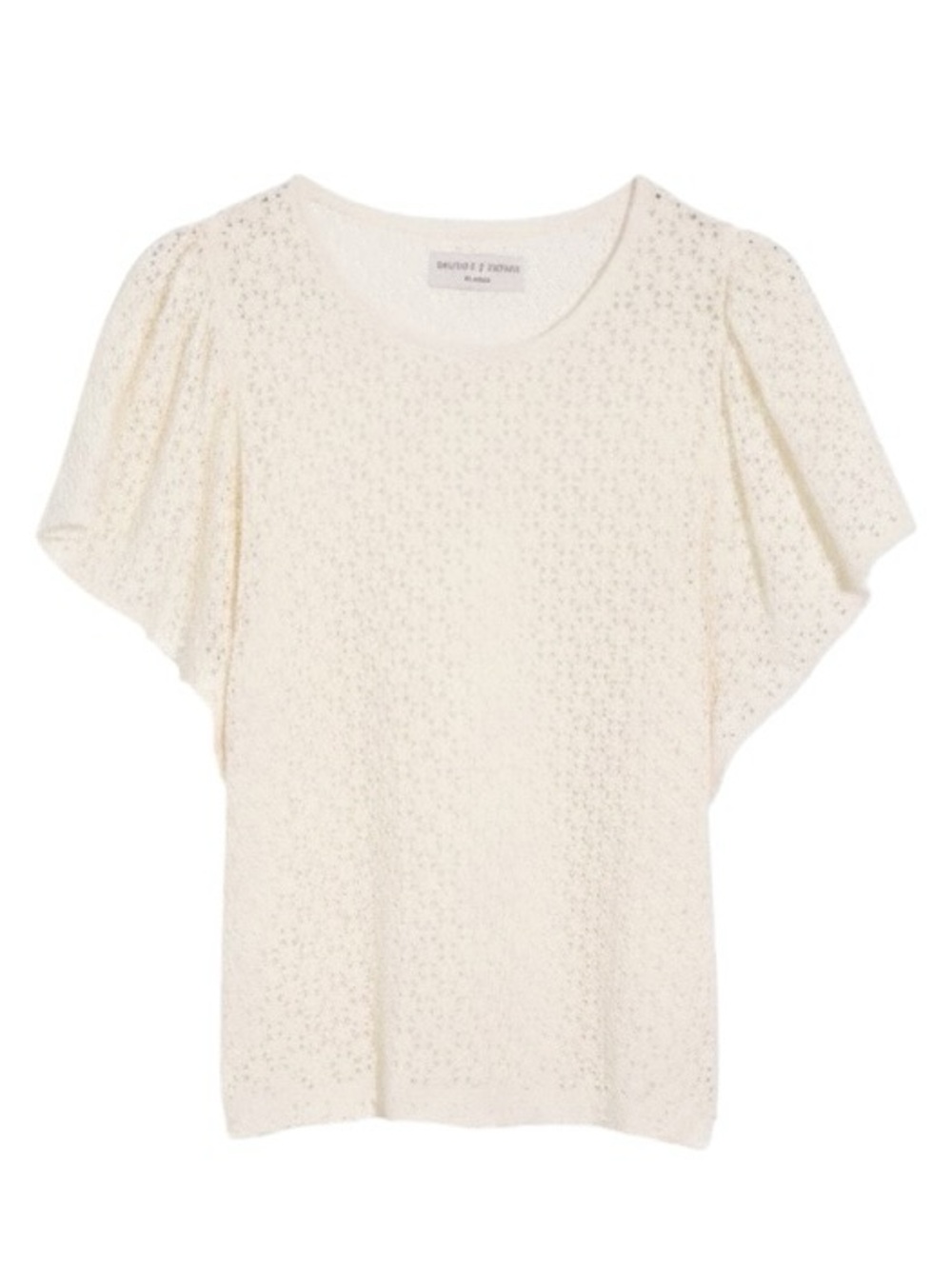 Madewell Texture & Thread Eyelet Flutter-Sleeve Top Ivory NWT Size XL